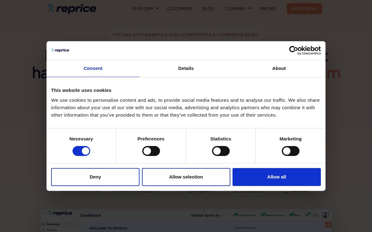 Reprice website preview