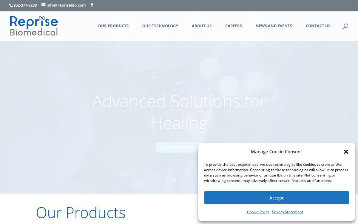 Reprise Biomedical website preview