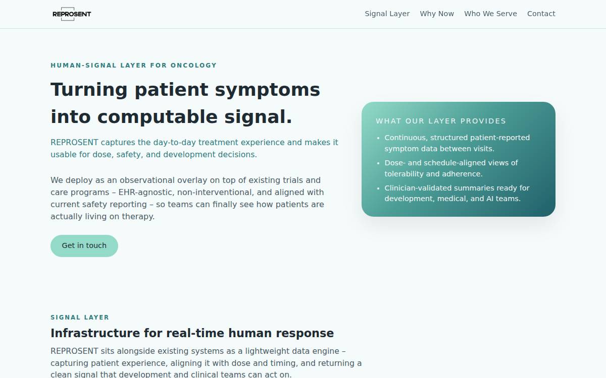 REPROSENT website preview
