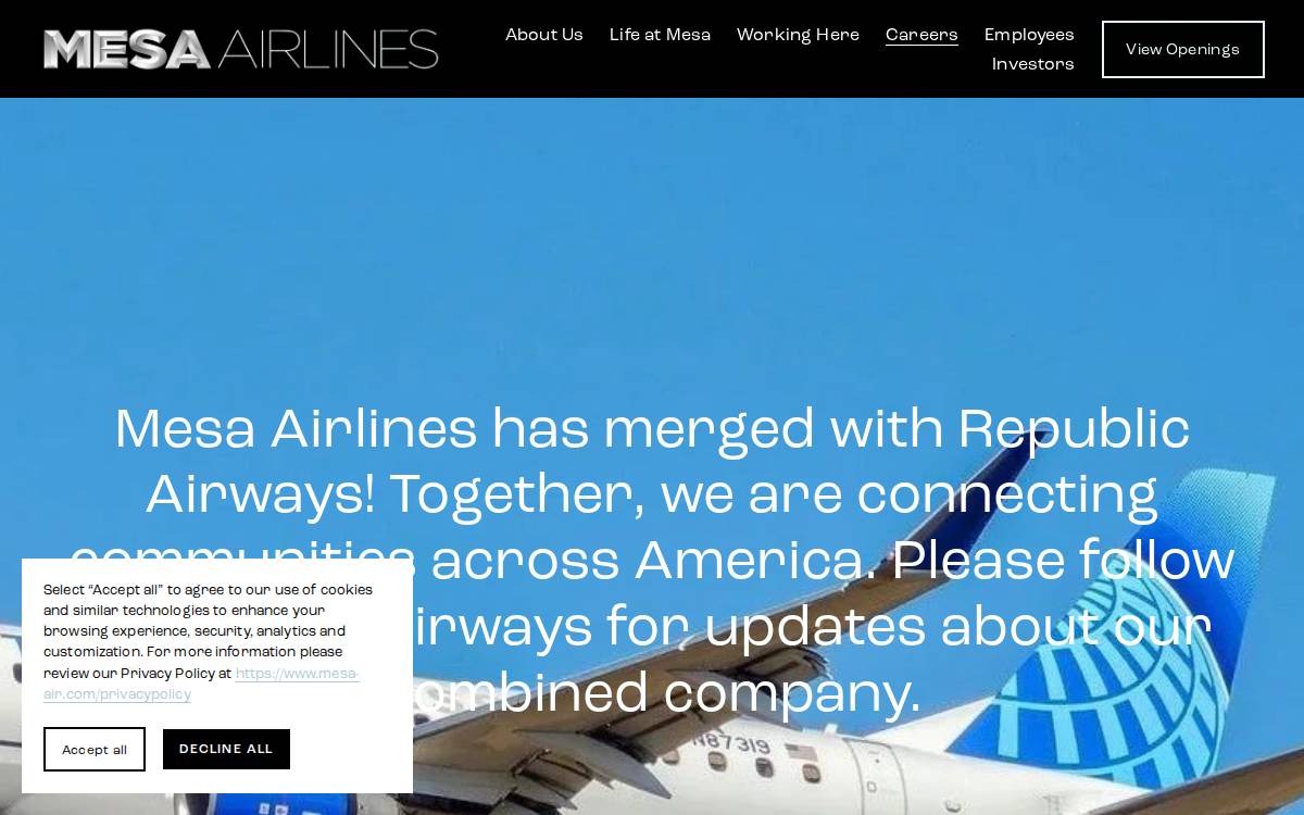Republic Airways Holdings website preview