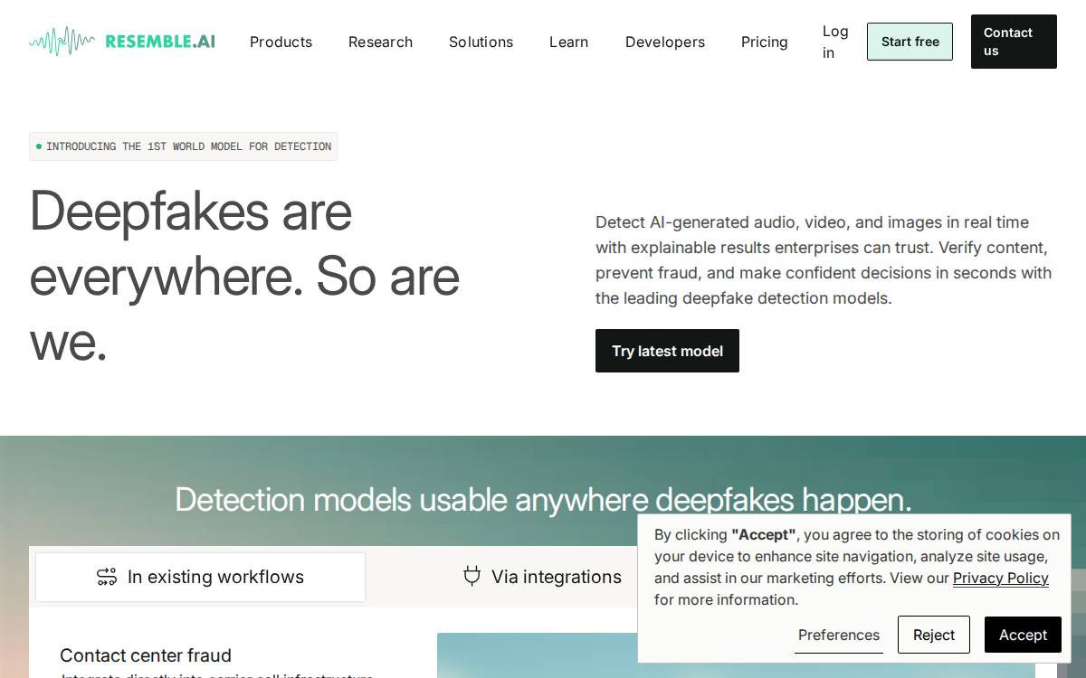 Resemble AI website preview