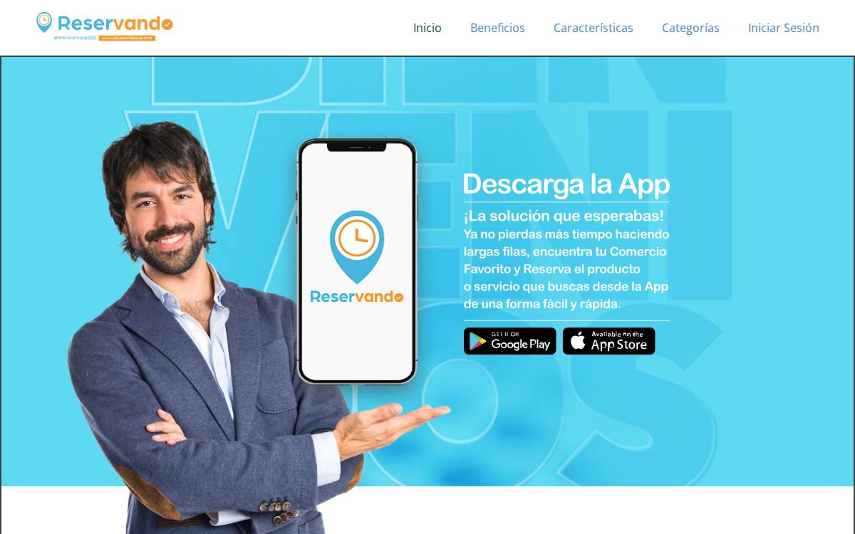 Reservando App website preview