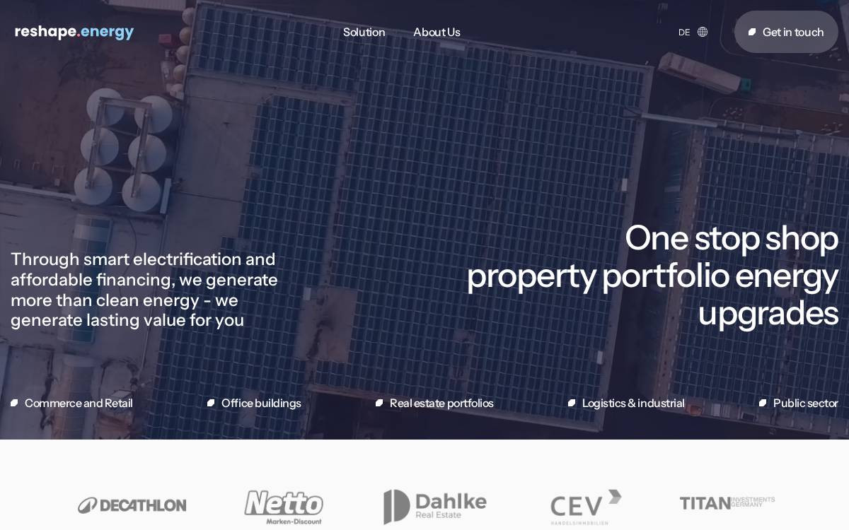 Reshape Energy website preview
