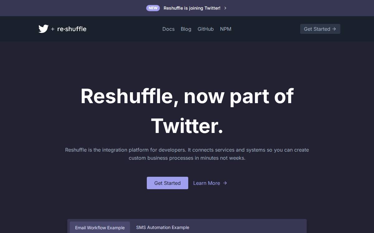 Reshuffle website preview