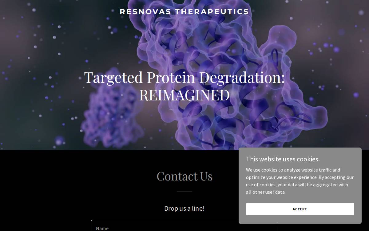 ResNovas Therapeutics website preview