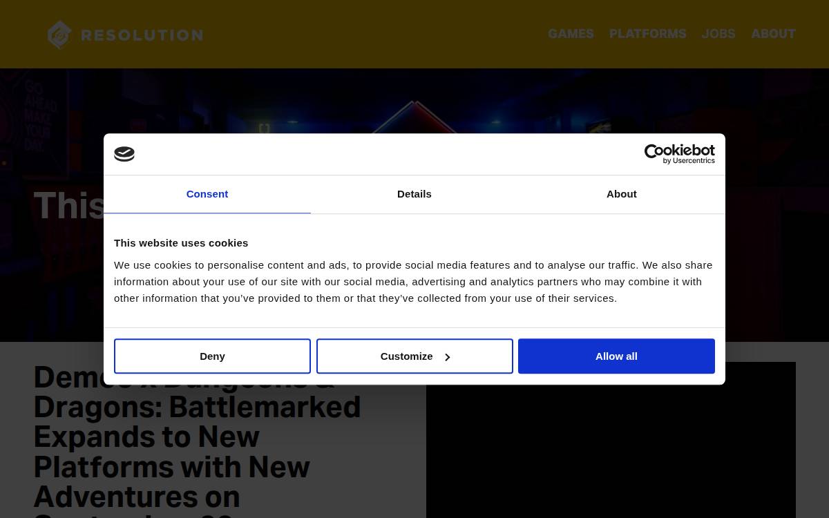 Resolution Games website preview