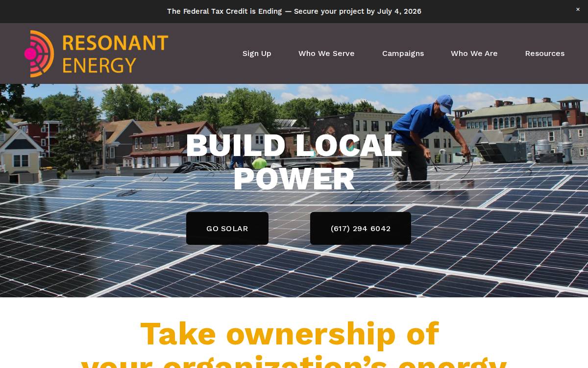 Resonant Energy website preview