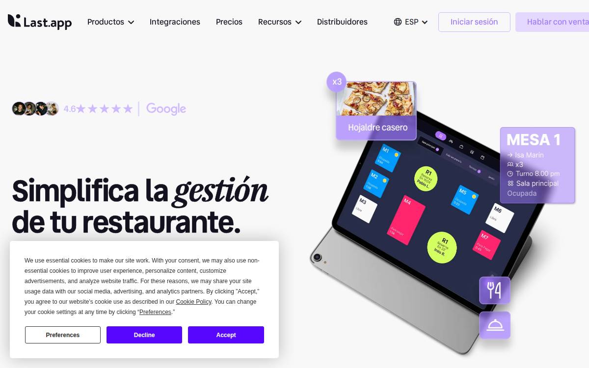 Restaurant management software website preview