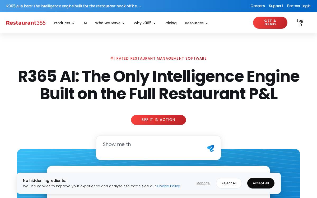 Restaurant365 website preview