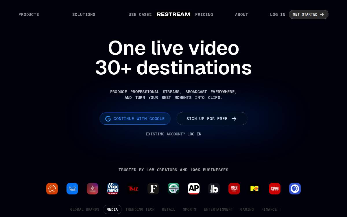 Restream website preview