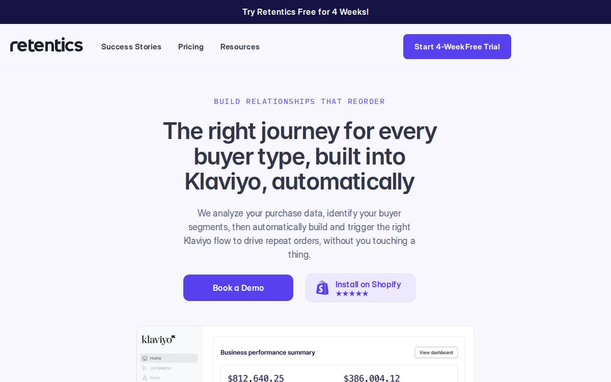 Retentics website preview