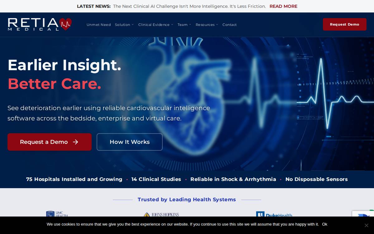 Retia Medical website preview