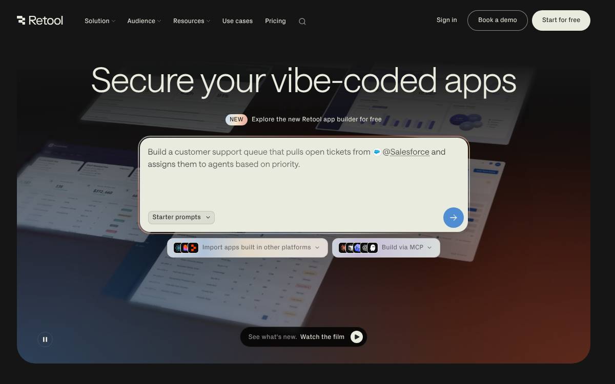 Retool website preview
