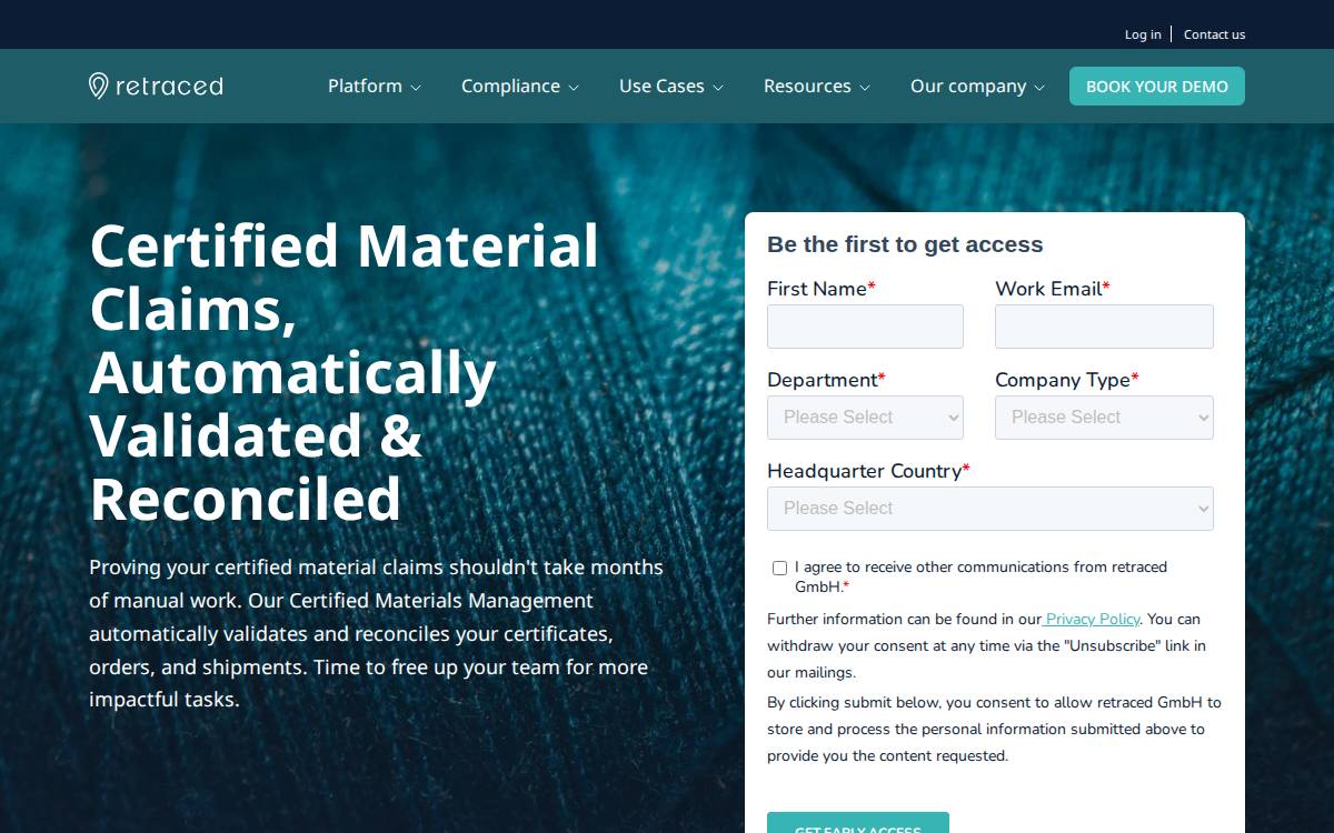 Retraced platform website preview