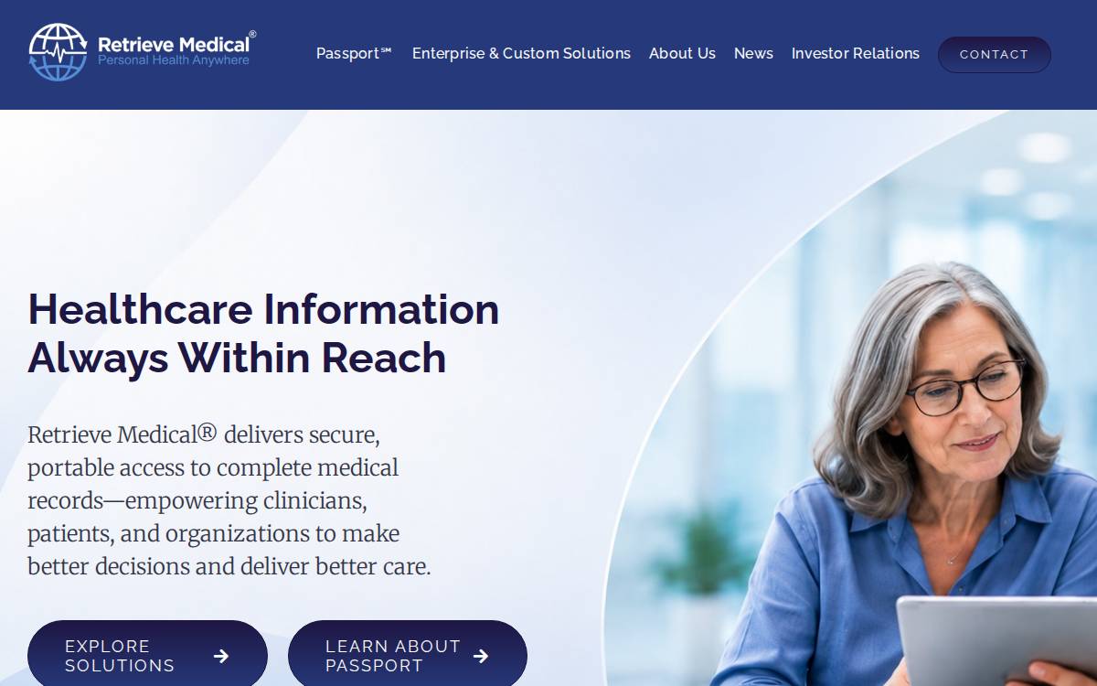 Retrieve Medical Holdings website preview