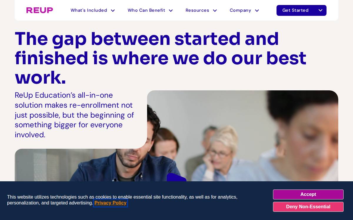 ReUp Education website preview