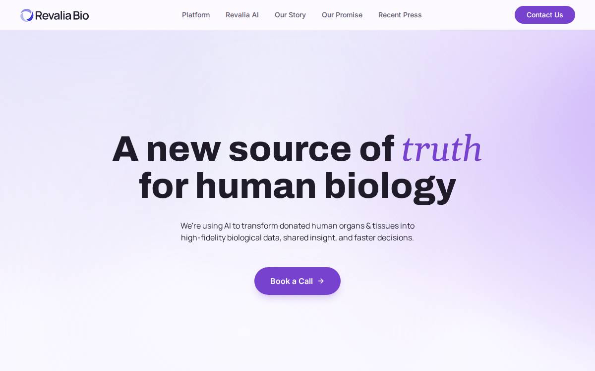 Revalia Bio, Inc. website preview