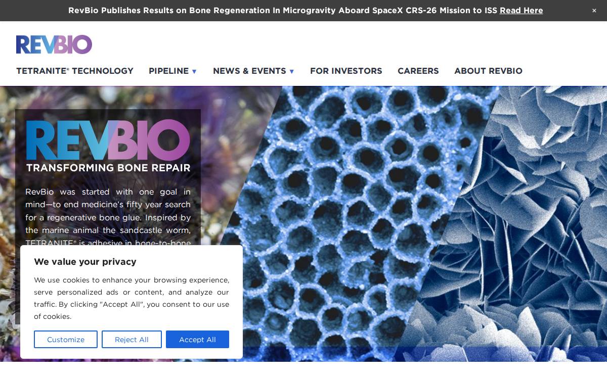 RevBio (formerly LaunchPad Medical) website preview