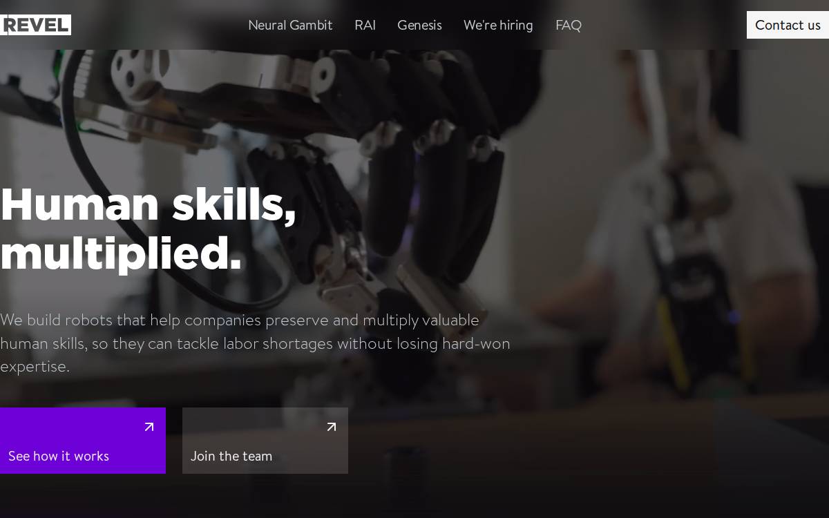 Revel Robotics website preview
