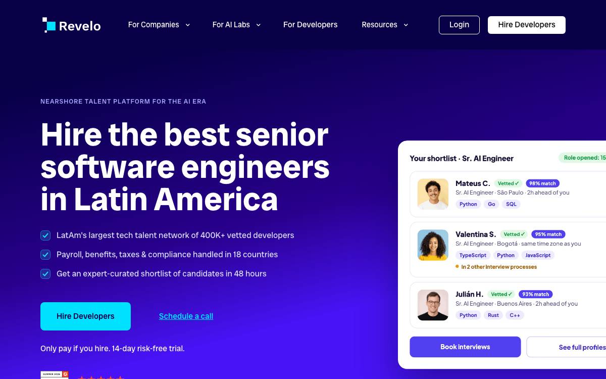 Revelo website preview