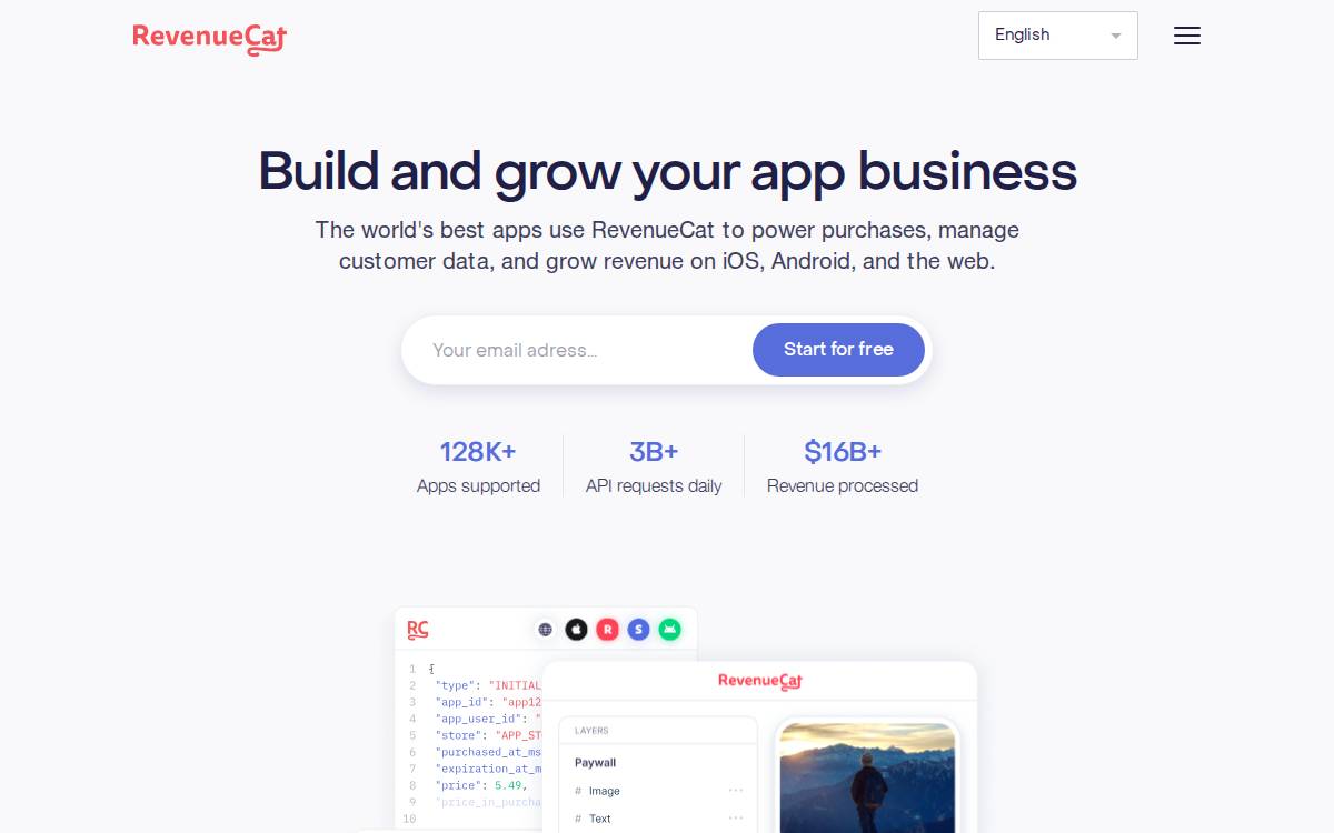 RevenueCat website preview