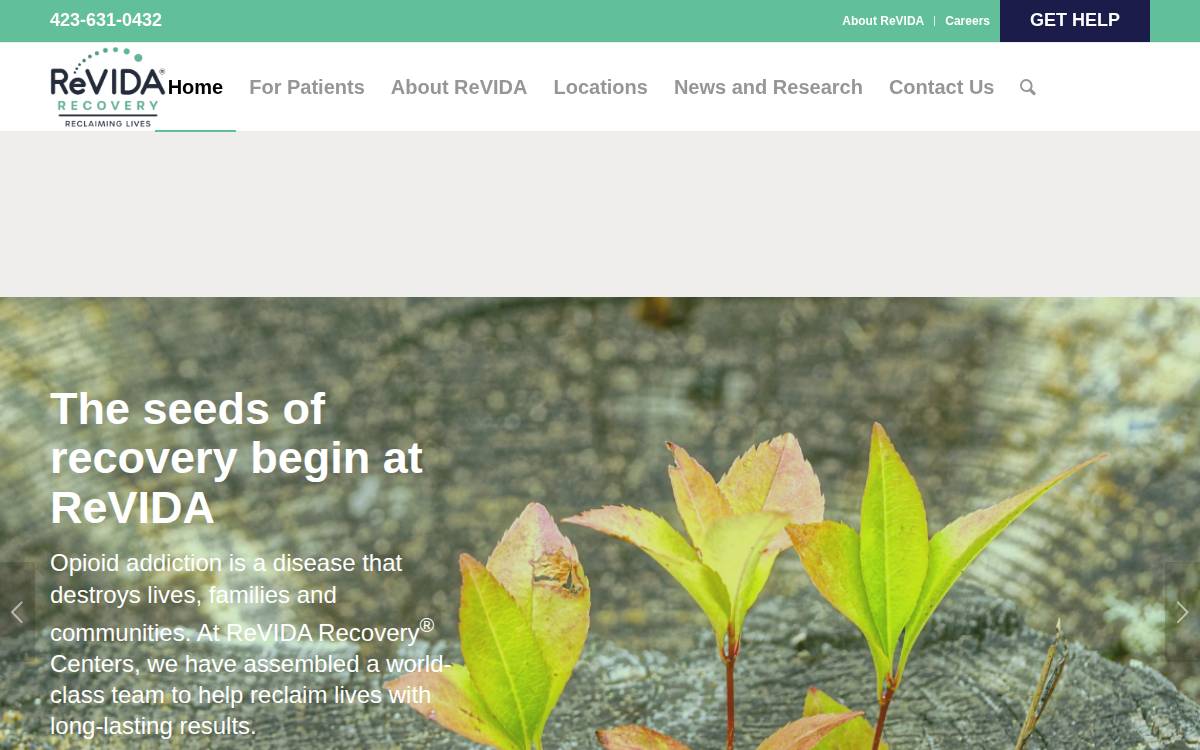 ReVIDA Recovery Centers website preview