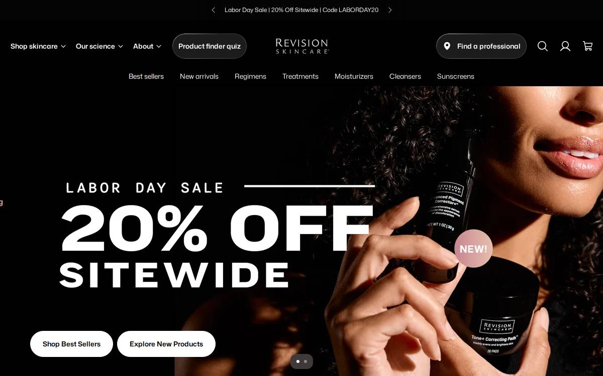 Revision Skincare website preview