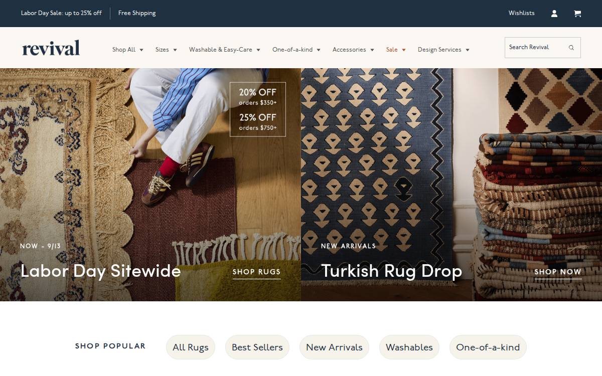 Revivalrugs website preview