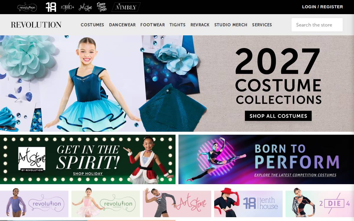 Revolution Dancewear website preview