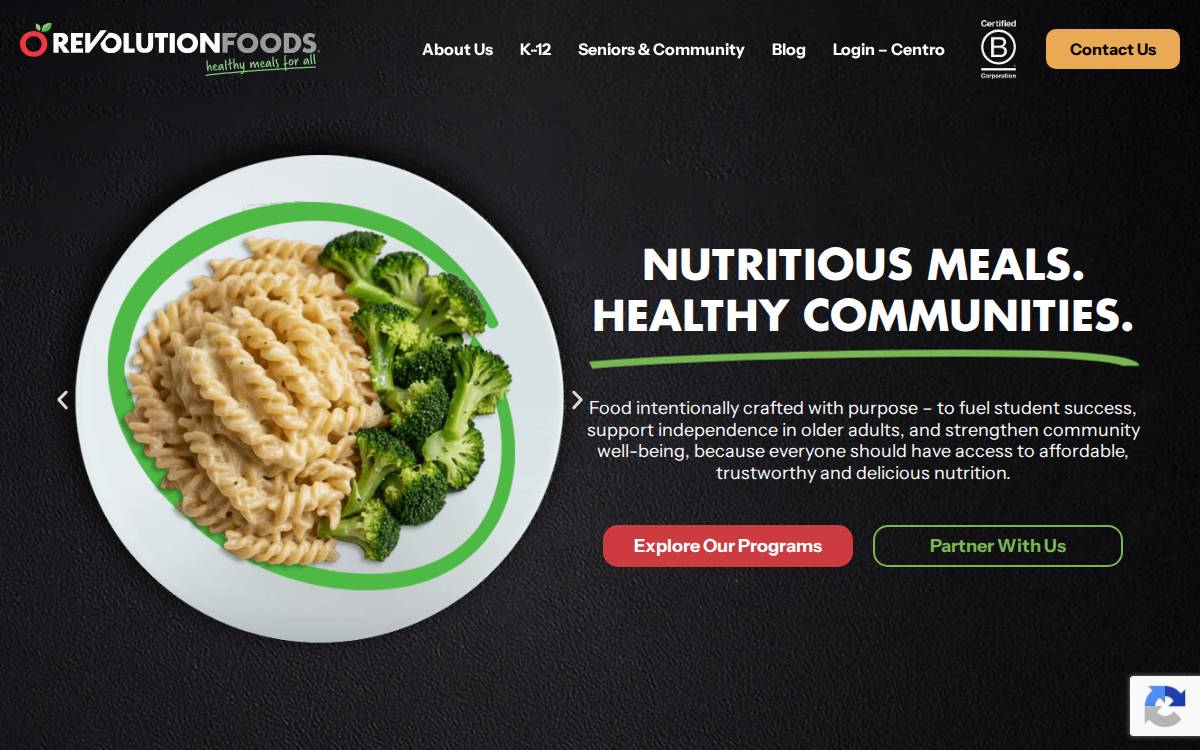 Revolution Foods website preview