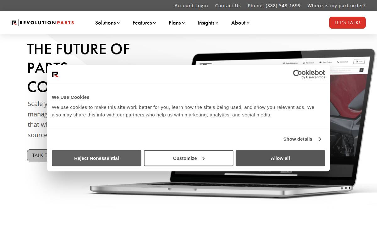 Revolution-Parts website preview