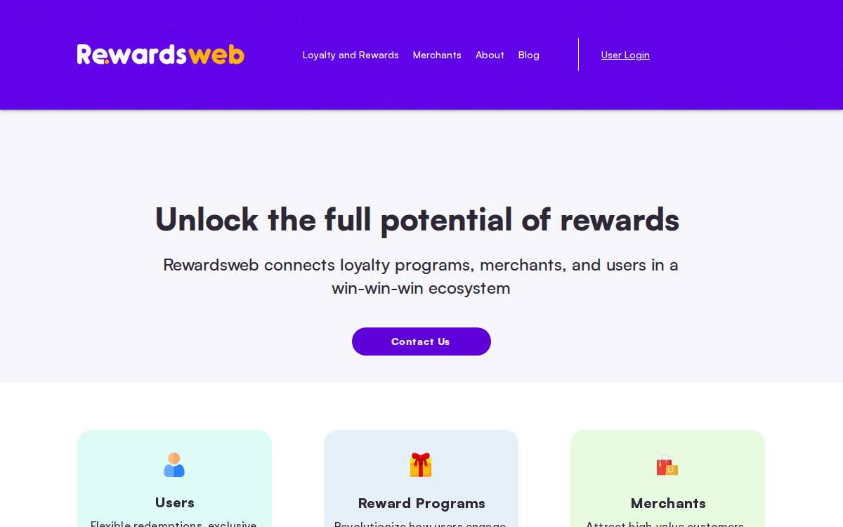 Rewardsweb website preview