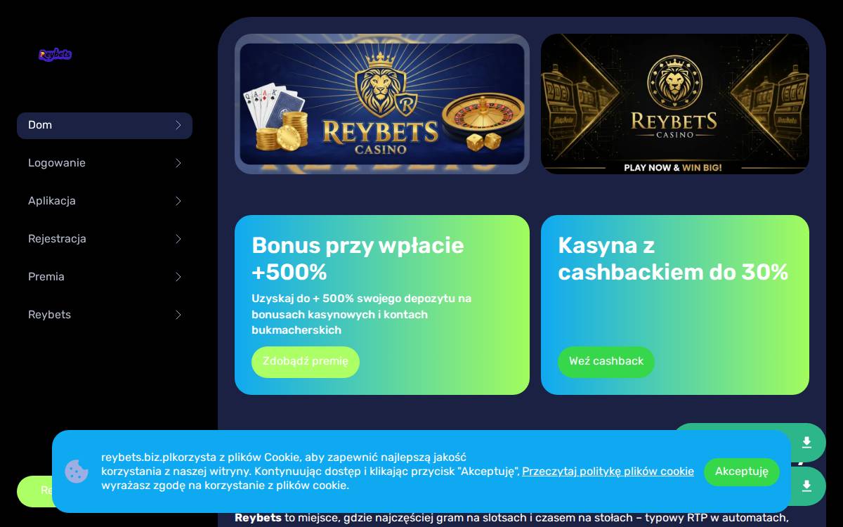 reybets casino website preview
