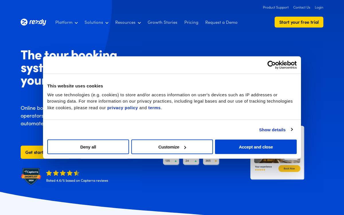 Rezdy website preview