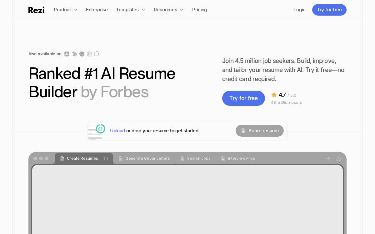 Rezi website preview