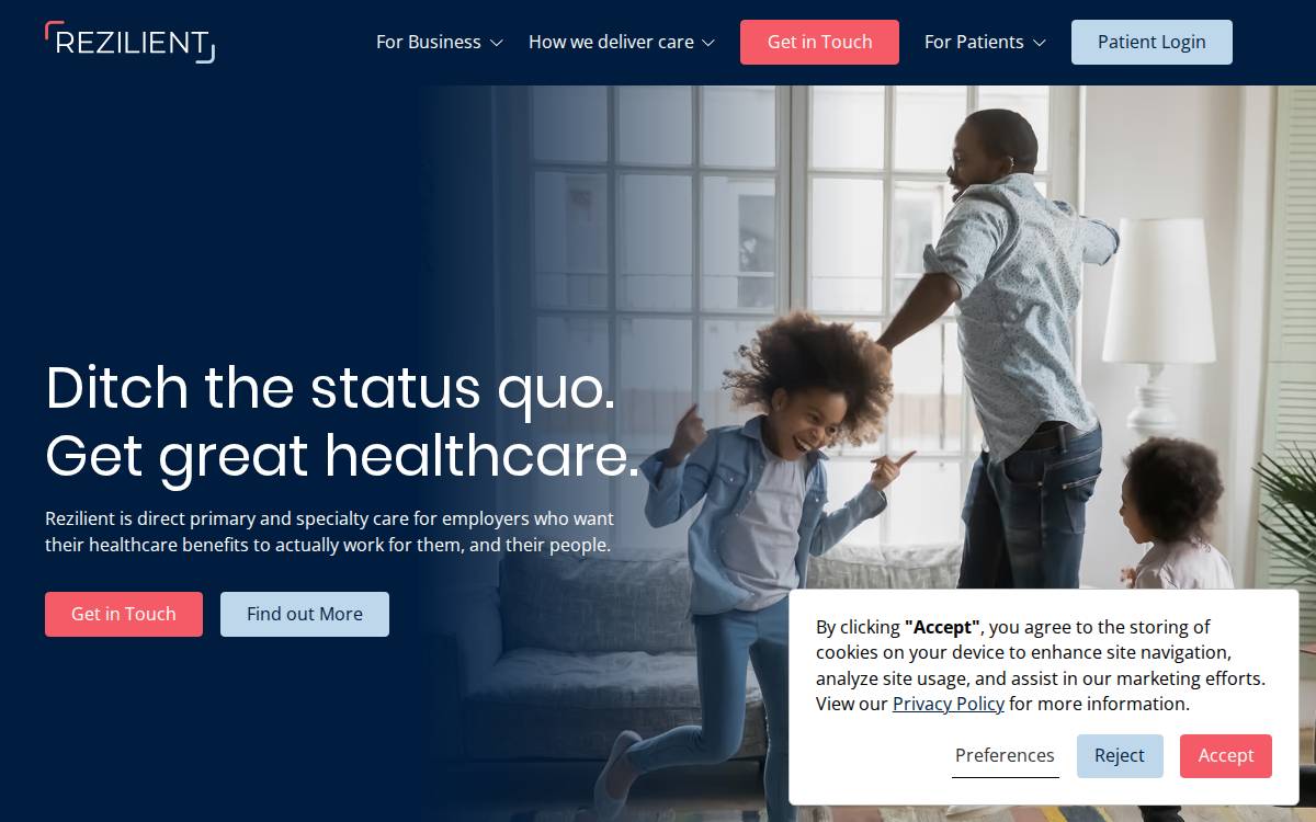 Rezilient Health website preview