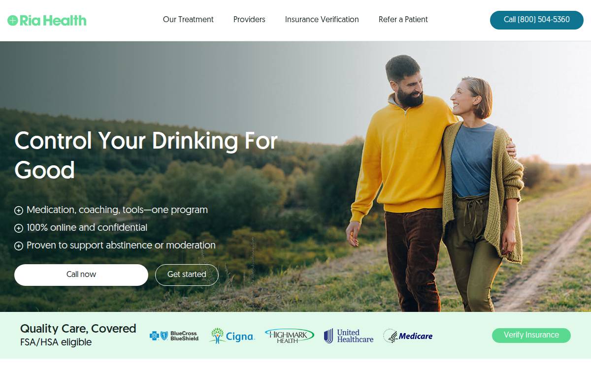 Ria Health website preview