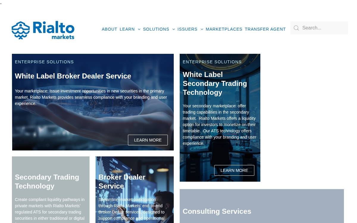 Rialto Markets website preview