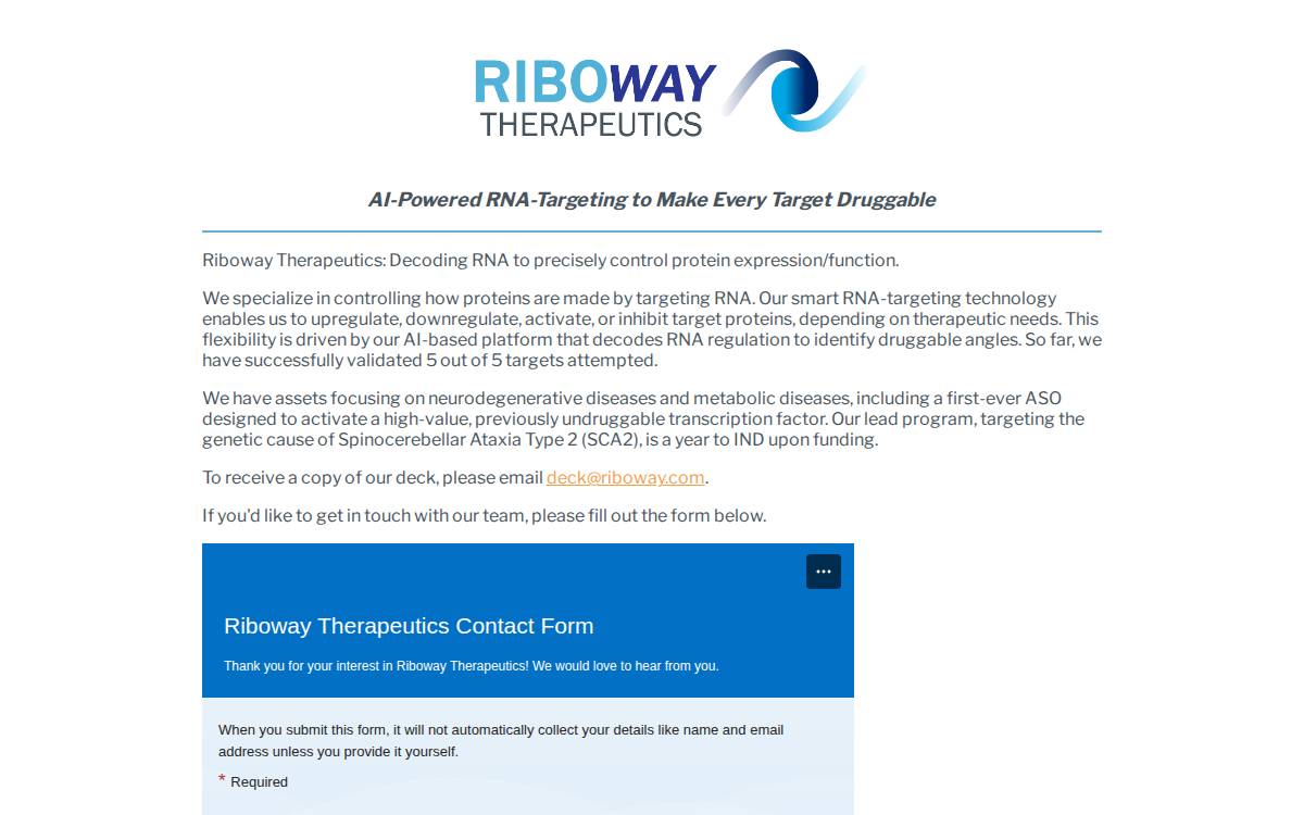Riboway website preview