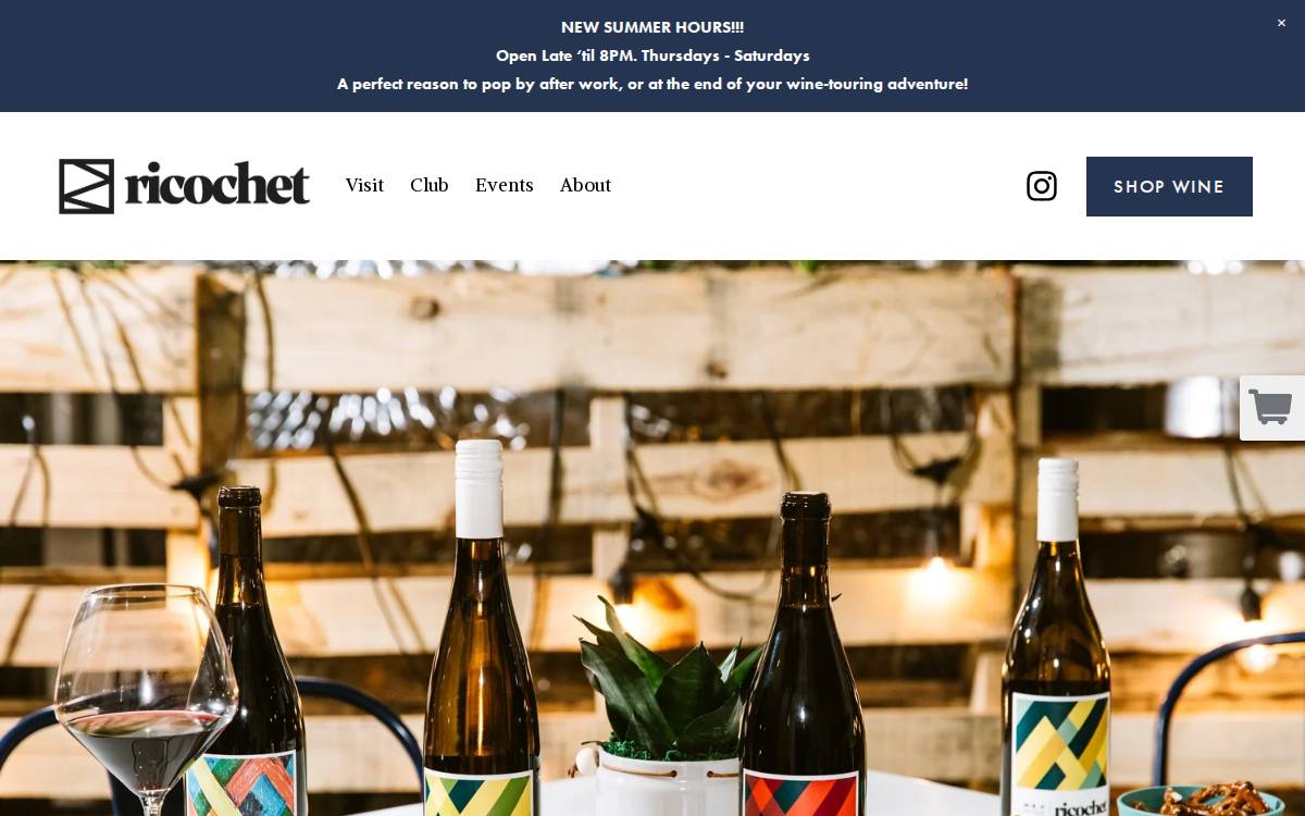 Ricochet Wine website preview