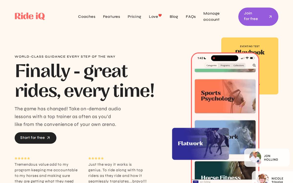 Ride iQ website preview