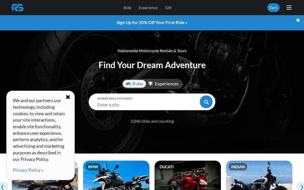Riders Share website preview