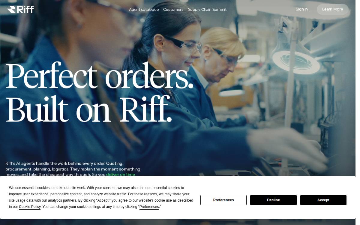 Riff website preview