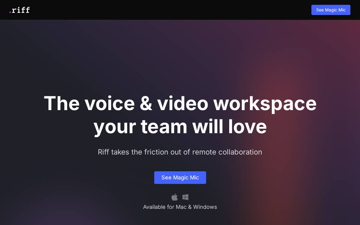 Riff website preview