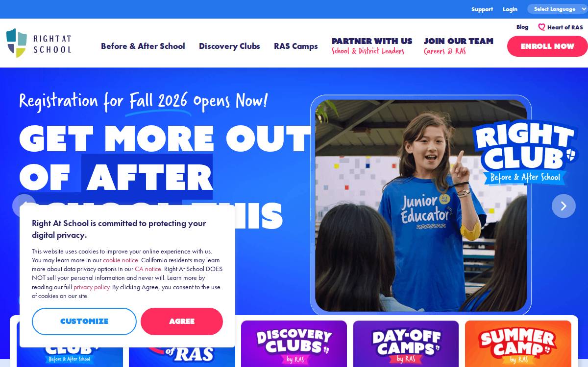 Right at School website preview