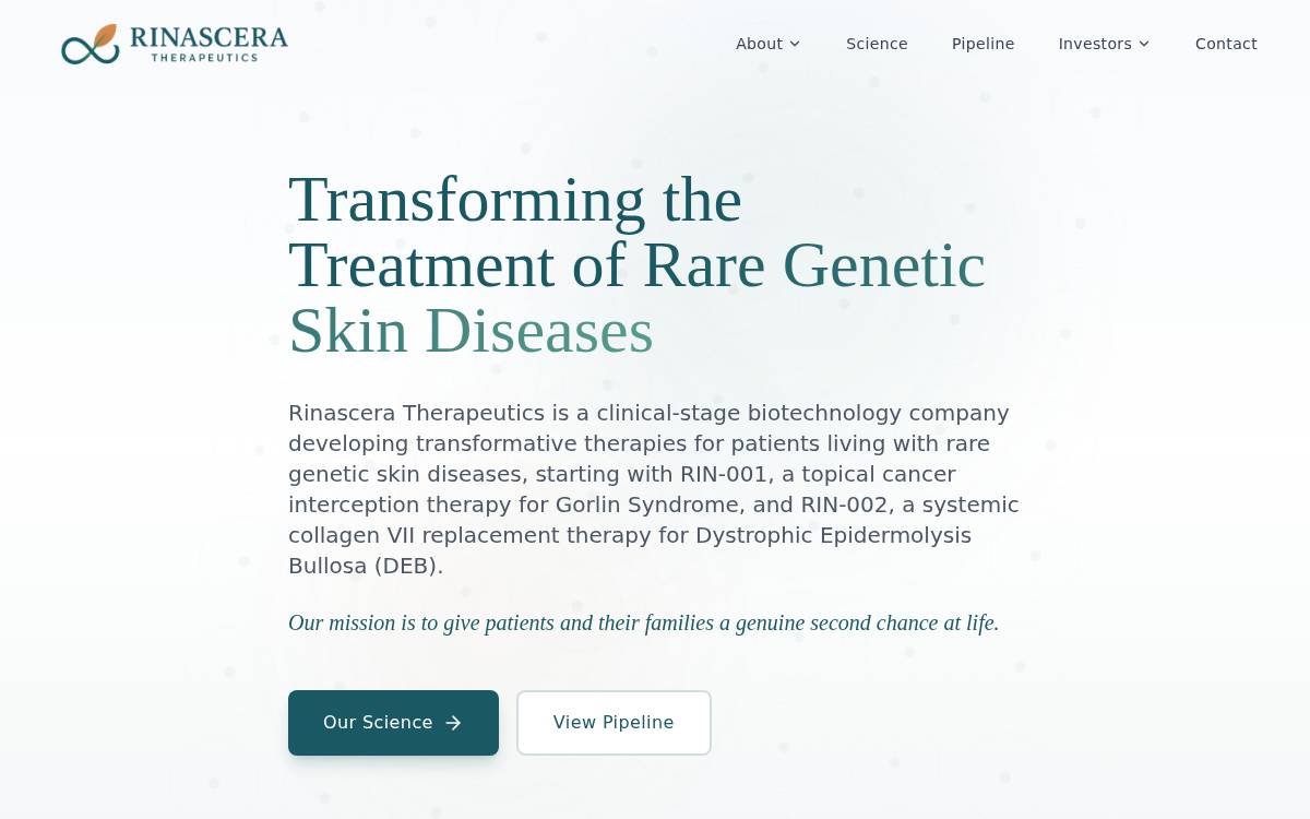 Rinascera Therapeutics website preview