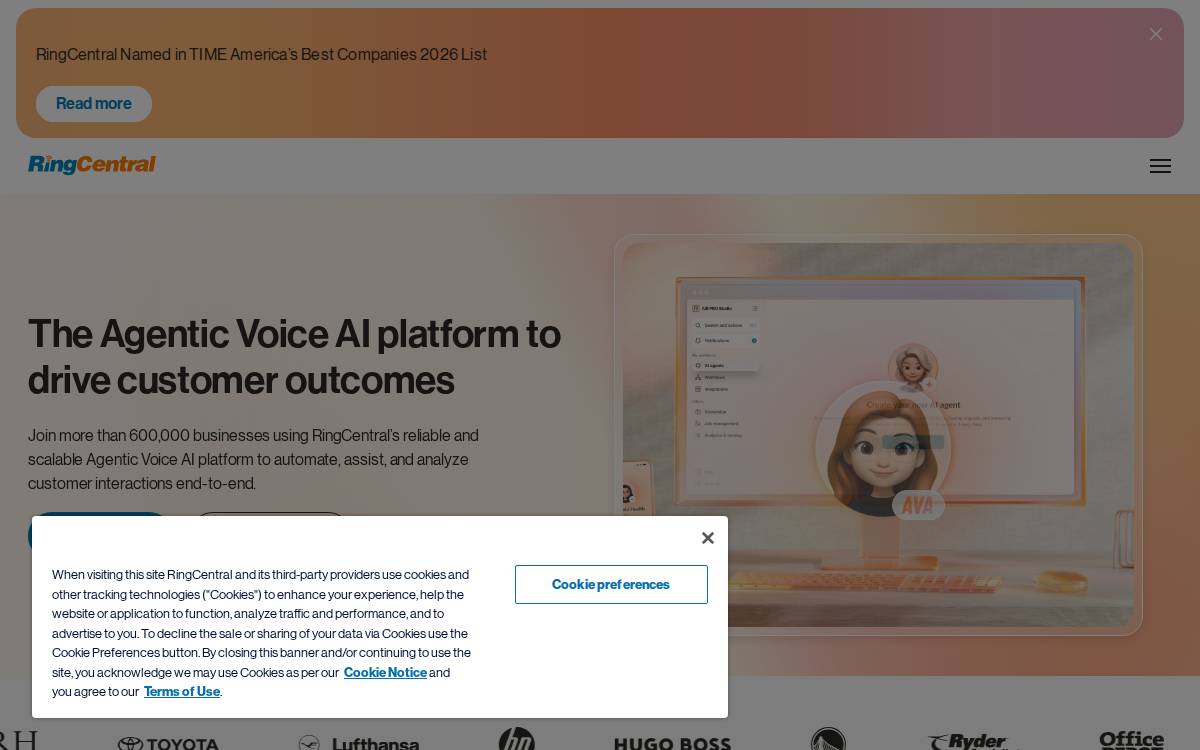 RingCentral website preview