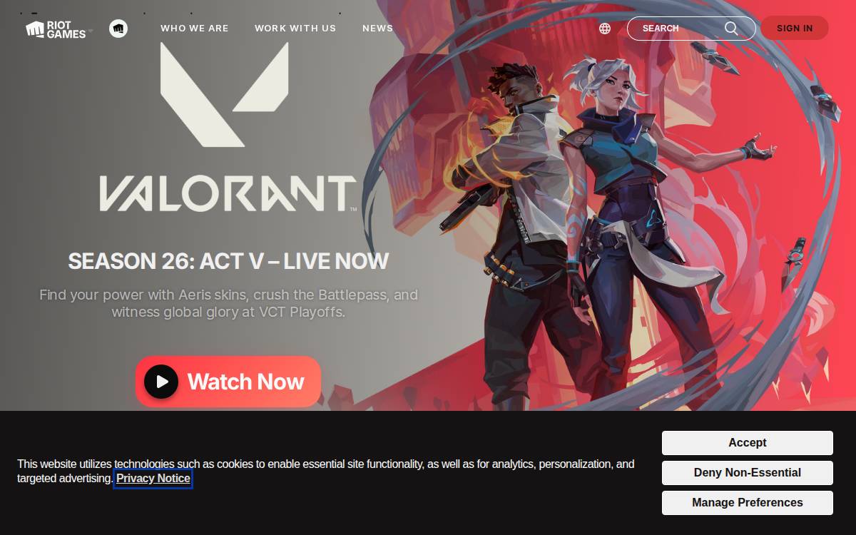 Riot Games website preview