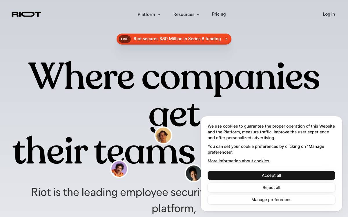 Riot website preview