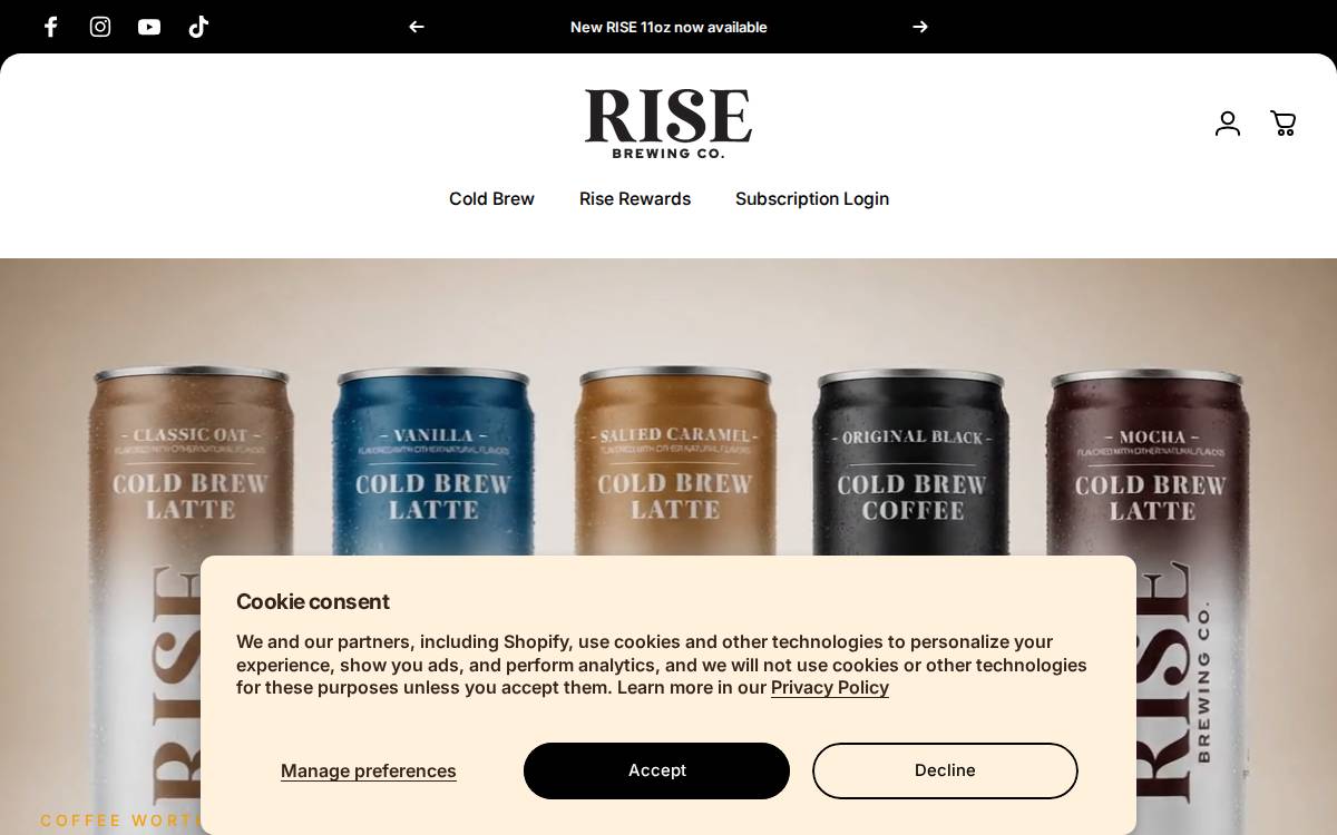 Rise Brewing website preview